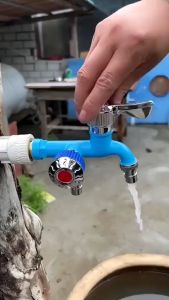 Two Way Faucet Dual Control Double Outlet Water Tap Universal Interface Plastic Dual Function Tap