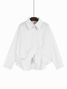 Dark Style Long Sleeve Womens Shirt Spring New Loose Moth Cocoon Type Button Door Frontasymmetric Fashion plus Size Shirt