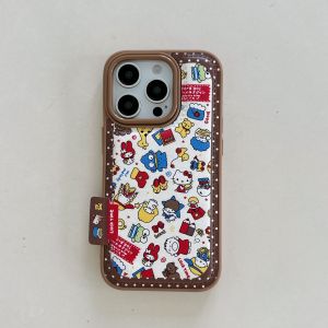 เคสโทรศัพท์ลายจุดสีน้ำตาลน่ารัก พร้อมป้ายหนัง สำหรับ iPhone 17 16 15 14 Pro Max Y2K รุ่น MINI Lucky Cover