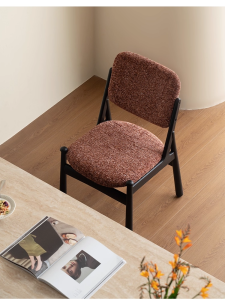 Retro Style Solid Beech Wood Dining Chair Nordic Leisure Coffee Chair Home Use Small Space Friendly Adjustable Unassembled