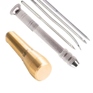 Sewing Awl Tool Set with 4 Awl Needles Leather Shoe Repair Kit Hand Stitcher for Leather Canvas Bag Heavy Fabric