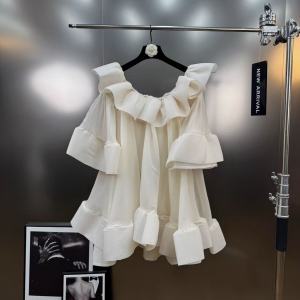 Summer Sweet Style One-Shoulder Ruffle Hem Dress Versatile Elegant Fairy Tale Skirt for Ladies Party Six Sleeve Other Material