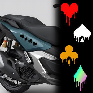 Classic Poker Reflective Sticker Hearts Diamonds Spades Clubs Motorcycle Decal Playful Car Body Window Sticker Motor Accessories for Honda Click PCX Yamaha Nmax Xmax 300