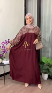 Kaftan Motif Miska Ld 180 cm Kaftan Panjang Muslim Wanita Nyaman