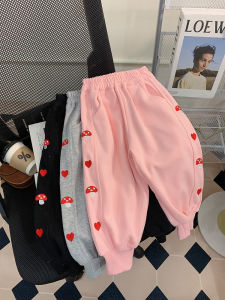 Trendy Girls Sports Pants Autumn Collection Casual Long Trousers Elastic Waist Band Childrens Spring Autumn Cuffed Pants