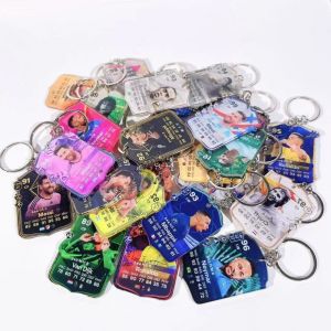 เอฟซีพวงกุญแจพิมพ์สองด้านข้อมูลนักฟุตบอลในตำนานกระเป๋าเป้สะพายหลังจี้พัดลมฟุตบอลที่ระลึกการตกแต่งโรนัลโด้เมสซี่ราวินโฮ Mbape