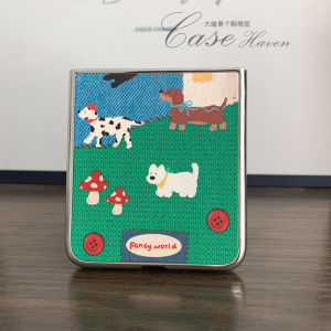 Leather Flip Cover Phone Case for Xiaomi Huawei Oppo Vivo Cartoon Dog Design Foldable Hard Shell Protective Case for 5G Phones