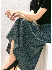 Mid-length High-waisted A-line Chiffon Skirt