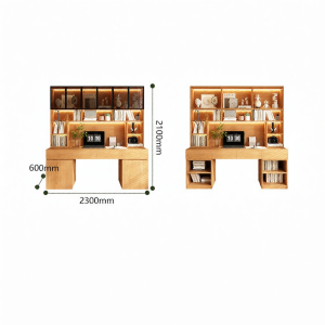 Solid Oak Study Desk with Bookshelf and Drawer for Children Small Spaces