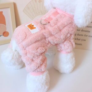 Thickened Four-Legged Dog Clothes Autumn Winter Pet Warm Sleepwear Home Clothes for Small Dogs Teddy Cats Harnessable