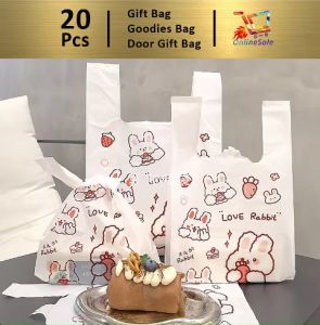 Gift Bag [20pcs] Goodies Bag Door Gift Birthday Wedding Party (103) Love Rabbit Cute Cartoon Rabbit Packing Bag Food Grade Portable Convenience Bag 礼物袋礼品袋购物袋.