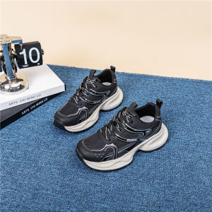 Leather Large Size Womens Shoes 41-43 Look Small round Toe Lace-Up Dad Shoes Fashion Lightweight Thick Bottom Sports Casual Shoes