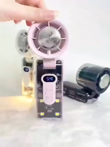 Anvers High-Speed Portable Handheld Fan with LED Light Adjustable Turbo and Foldable Design