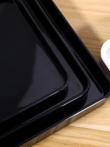 Black Rectangular Tea Tray Melamine