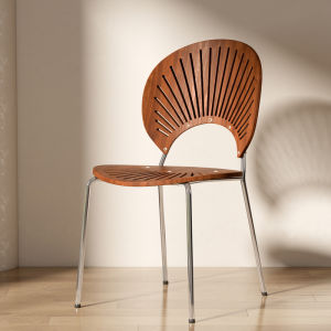 Retro French Shell Chair Solid Wood Designer Oyster Chair Coffee Shop Dining Table Chair Mid-Century Style Household Furniture