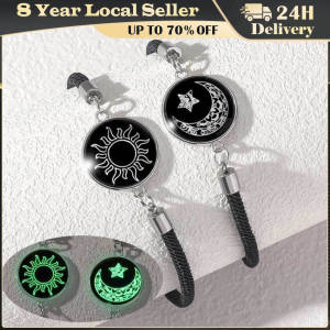 Handmade Luminous Sun and Moon 2Pcs Bracelet for Couples Friendship Women Woven Adjustable Stainless Steel Men Jewelry Gift