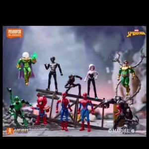 BLOKEES Marvel Spider-Man Action Figure Galaxy Version Series 5 & Champion Class Lite Series 1 Poseable Model Kit Collectible To
