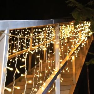 HOMEMORY Christmas Light Curtain Icicle Light 3.5m/7m/10m Christmas Decor Waterproof Christmas Lights