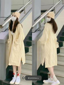 Milk Fufu Large Sweater Cardigan Female Soft Sticky Fall and Winter Lazy Fancy Loose Overknee Mid-Length Knitting Outwear