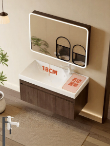 LANGXIANG | Left Side Deep Basin Washstand Vintage Style Walnut