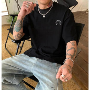 Áo Thun Nam Tay Ngắn Cotton Nguyên Chất Phong Cách Đường Phố Mỹ Thiết Kế Thời Trang Mùa Hè Cổ Tròn Thường Ngày Thoáng Khí