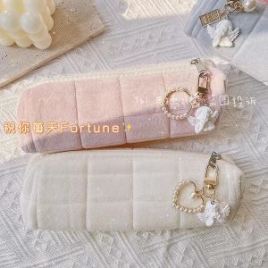 Small Capacity Angelic Plush Pillow Case Pen Bag for Middle School Girls Cute Statuary Design Single Layer School Supplies