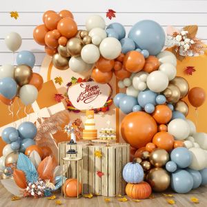 111pcs Autumn Series Balloon Arch Set Pure Latex Balloons Suitable for Autumn Thanksgiving Birthday Party Theme Events Etc