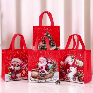 Hoạt Hình Ông Già Noel & EIK Túi Quà Giáng Sinh 4/8 Chiếc Túi Tote Không Dệt Dự Tiệc Tiếp Liệu Cho Quà Tặng Ngày Lễ Sinh Nhật Noel Navidad