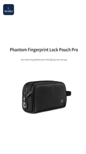 WIWU Fingerprint Lock PU Leather Handbag Large Capacity Mens Clutch Purses Anti-Theft Travel Handbag for Men Security Pouch Toiletry Bag for Passport Shaving Kit Phone 3C Accessories