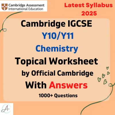 Cambridge University Press Chemistry Topical Worksheets Revision Book Cambridge IGCSE Y10/11 Year 10 & 11 Hardcopy for IGCSE with Answers