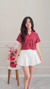 Meilan Top Crop Atasan Tangan Pendek Wanita CNY Imlek Orecca