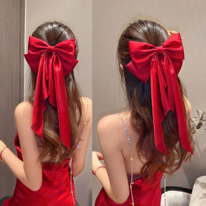 Korean Hairpin for Women Girl Large Bow Hairpins Big Bowknot Barrettes Wedding Solid Color Ponytail Clip Female Hair Pin Hair Accessories