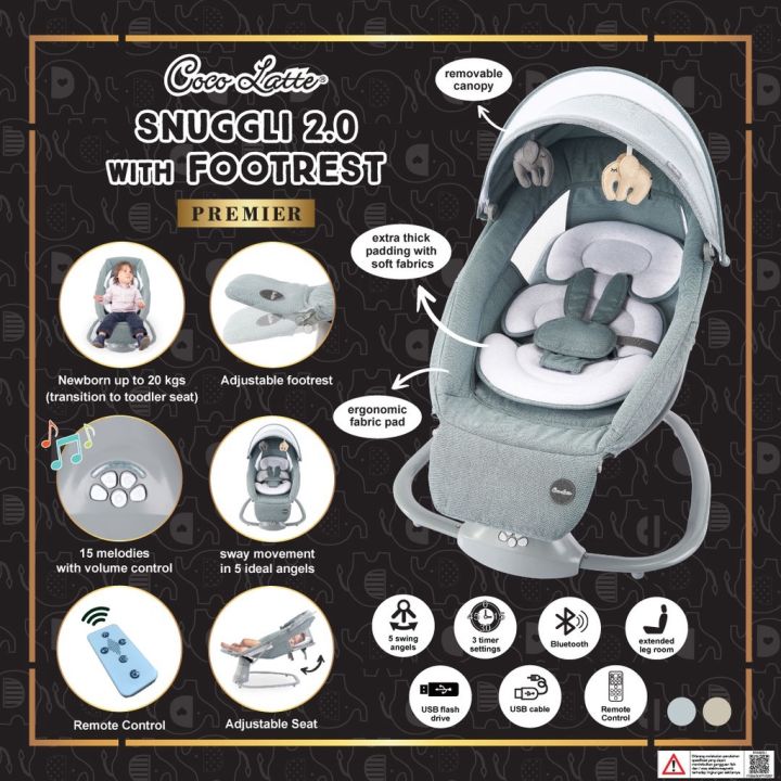 Cocolatte snuggli Premier BabyElle Waltz Ayunan Bayi Otomatis Automatic Swing Bouncer Otomatis Lazada Indonesia