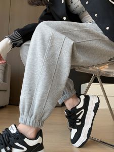 MiiOW | Quần thể thao nữ cạp cao ống rộng dày thường ngày quần dài ống rộng phong cách Harajuku mùa xuân thu mới