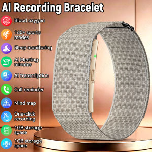 LIGE | 1GB Storage Smart Bracelet 79 Languages Transcription One-Click AI Recording 160+ Sports Modes Heart Rate Sleep Sports Band