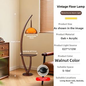 AOMAO | Vintage Style Retro Wooden Floor Lamp with Storage Shelf