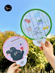 Quạt Gấp Hoạt Hình Dễ Thương Ins Thương Hiệu Quạt Mini Vải Túi Di Động Mát Mẻ Quạt Cầm Tay Làm Mát Mùa Hè Quạt Tròn in