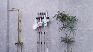 Mop and Broom Holder Heavy Duty Wall Mount Organizer Rack for Garage Laundry Room & Home Cleaning Tools