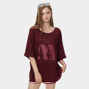 Turn Signal | Off-Shoulder Lightweight Short Sleeve Printed T-Shirt Summer