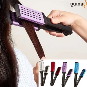YUNTES Pro Hairdressing Straightener ไนลอนผมแปรงคู่ V รูปร่างหวี CLAMP ไม่เจ็บเครื่องมือจัดแต่งทรงผม DIY Home
