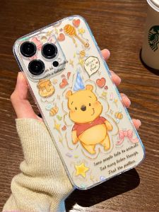 เคสโทรศัพท์เซรามิกลายการ์ตูนสำหรับ iPhone 17/16 15 14Plus 13ProMax 12Mini 11 พร้อมลายวาดรูป Winnie the Pooh และ Peppa Pig เคสโทรศัพท์แบบนิ่ม