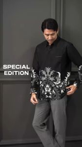 Swipe Up Kemeja Batik Pria Premium Modern Lengan Panjang Katsura Navy