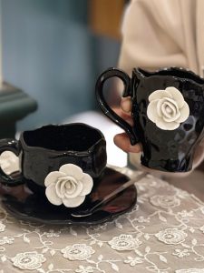 Elegant French Style Ceramic Cup And Plate Afternoon Tea Drinking Water Cup Small Fragrance Wind Unique Design Gift Souvenir