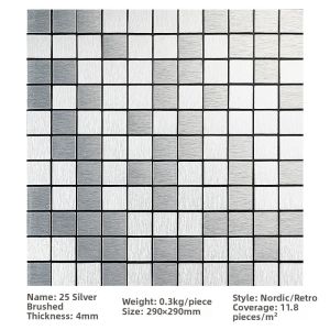 Retro Metal Mosaic Wall Stickers Self Adhesive Waterproof Kitchen Wallpaper Antibacterial Wall Paper Renovation Decoration
