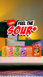 [NEW] LOT100 SOUR+ GUMMY 95G (APPLE / BLACKCURRANT / MANGO / ORANGE / STRAWBERRY / ASSORTED) ASSORTED FRUIT FLAVORED GUMMIES HALAL