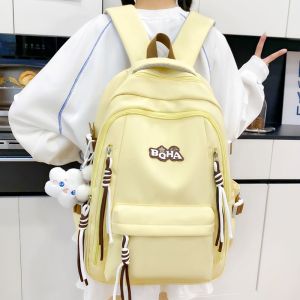OUDENGPAI | Yellow Large Capacity Backpack For Elementary And Middle School Girls Durable Double Shoulder Summer Dopaamine Bookbag