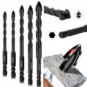 4-12mm Cross Hex Tile Drill Bits Set For Glass Ceramic Concrete Hole Opener Brick Hard Alloy Triangle Bit Tool Kit