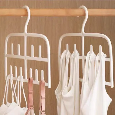 Rotatable Plastic Clothes Hanger for Balcony Multi-Functional Hat Hook with Clip Storage Organizer Home Utility Hat Rack