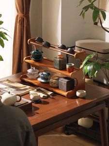 Bamboo Tabletop Storage Rack 2/3 Layers Tea Cup Holder Organiser space Rak Rak Dapur Kayu 杯架