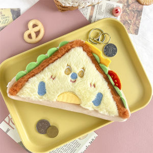 Cute sandwiches plush coin purses hamburger storage bags kawaii money bags large capacity coin holders keychain pendants